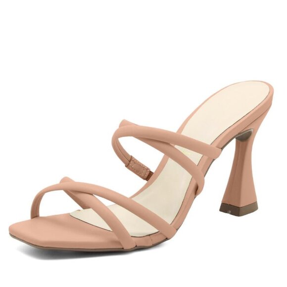 Julia & Santos Shoes - NEW Designer Strappy Nude/Tan Slip On Heel
